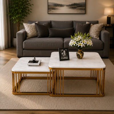 Square Tethered Metallic Table Set of 2
