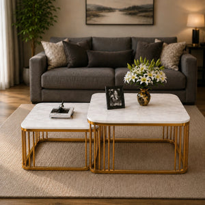 Square Tethered Metallic Table Set of 2