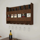 MDF Bar Wall Shelf / Mini Bar Shelf in Walnut Finish