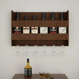  Design Backlit MDF Bar Wall Shelf / Mini Bar Shelf in Walnut Finish