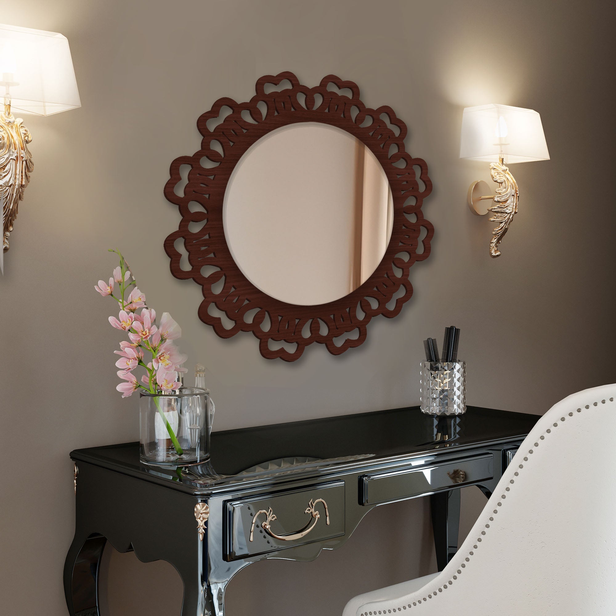 Stylish Traditional Wooden Wall Mirror