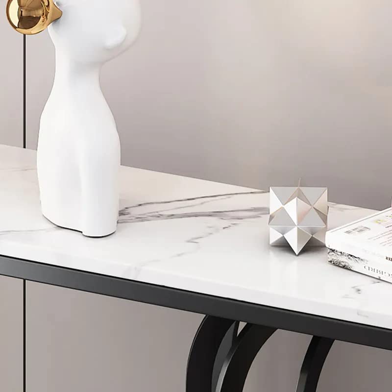 Stylish White Marble Top Console Table