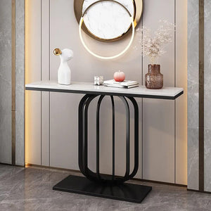 Stylish White Marble Top Console Table