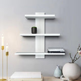 Timber Artistic Multipurpose Stand with Storage Shelves with White Finish