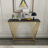 Design Console Table with Golden Metal Finish