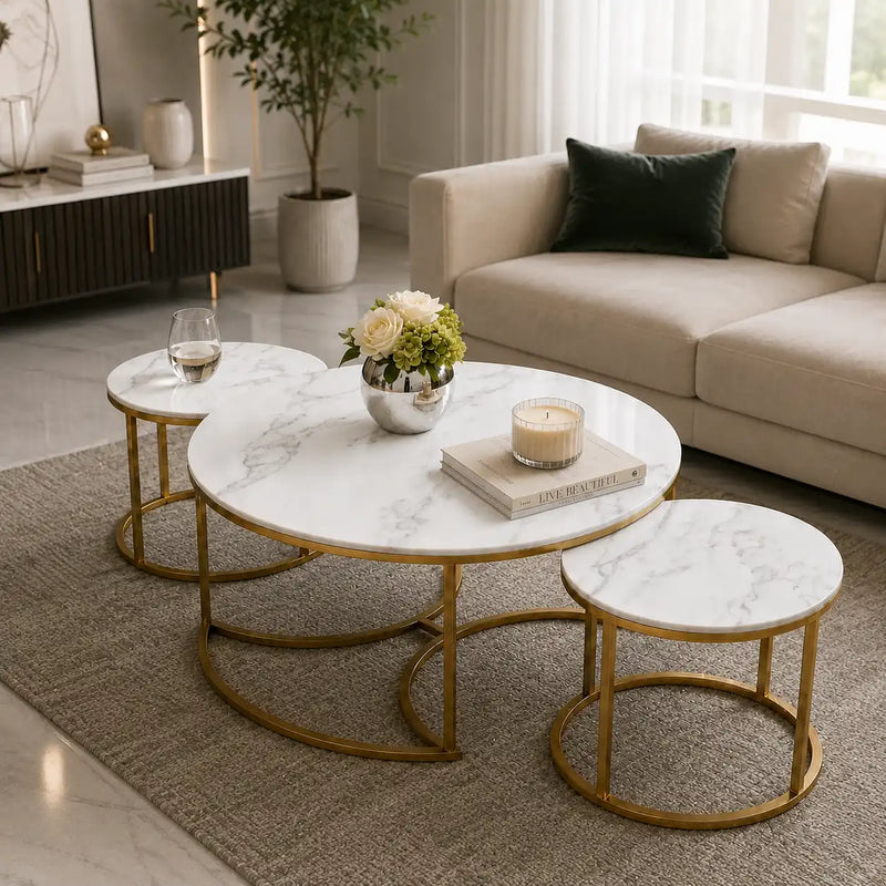 Trio Golden Nesting Tables Set of 3