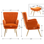 Long Back Orange Color Chair with Ottoman
