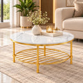 Two Tier Round Coffee Table with White Marble
