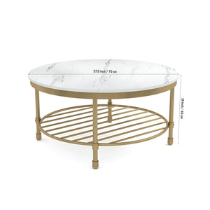 Two Tier Round Coffee Table with White Marble