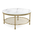 Two Tier Round Coffee Table with White Marble