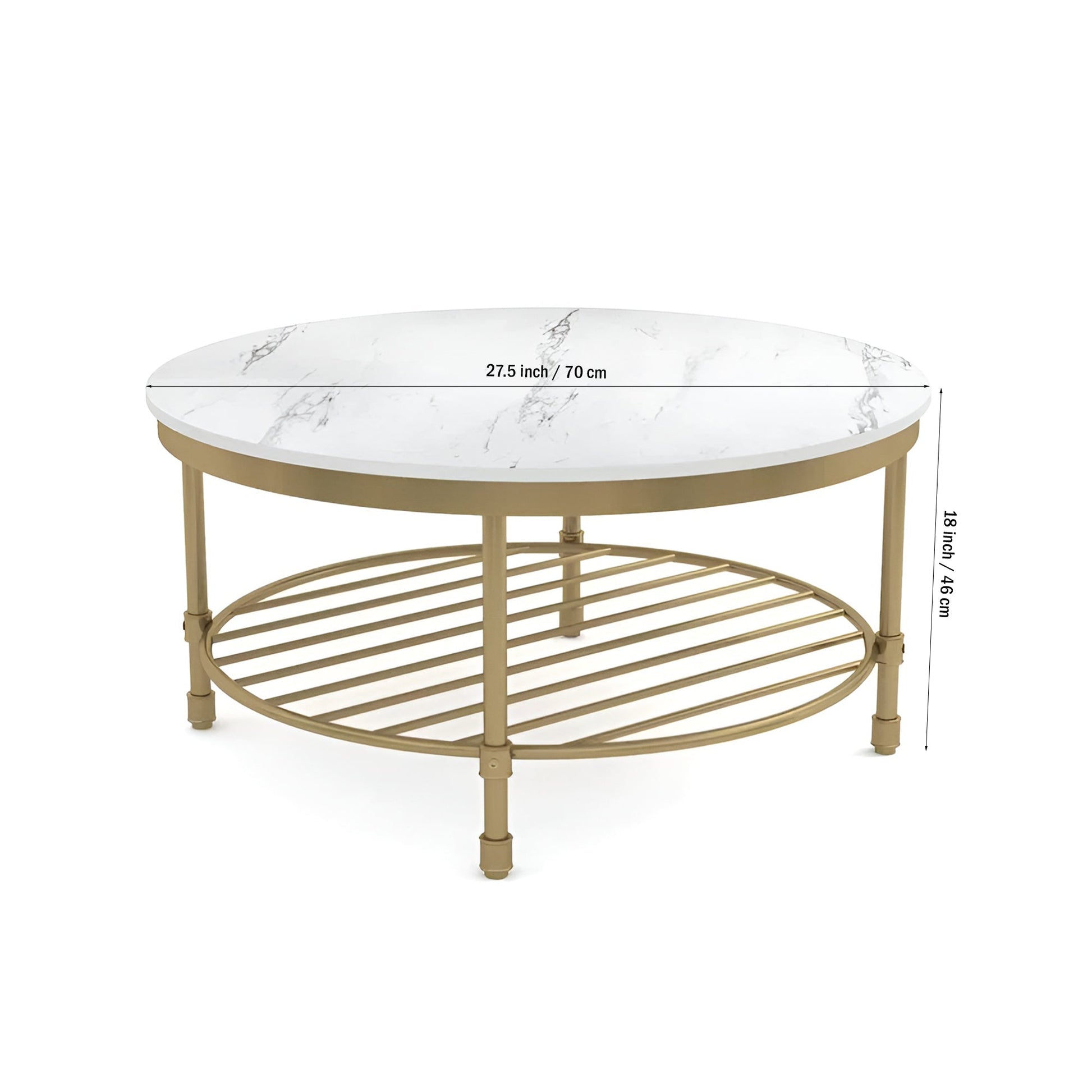 Two Tier Round Coffee Table with White Marble