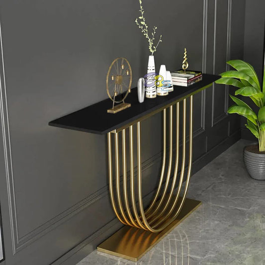 U-Shape Black Marble Golden Console Table