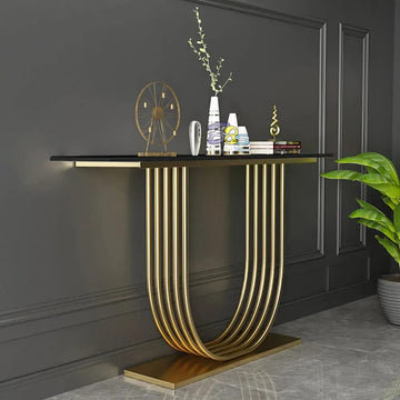 U-Shape Black Marble Golden Console Table