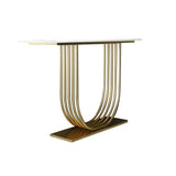 U-Shape White Marble Golden Console Table