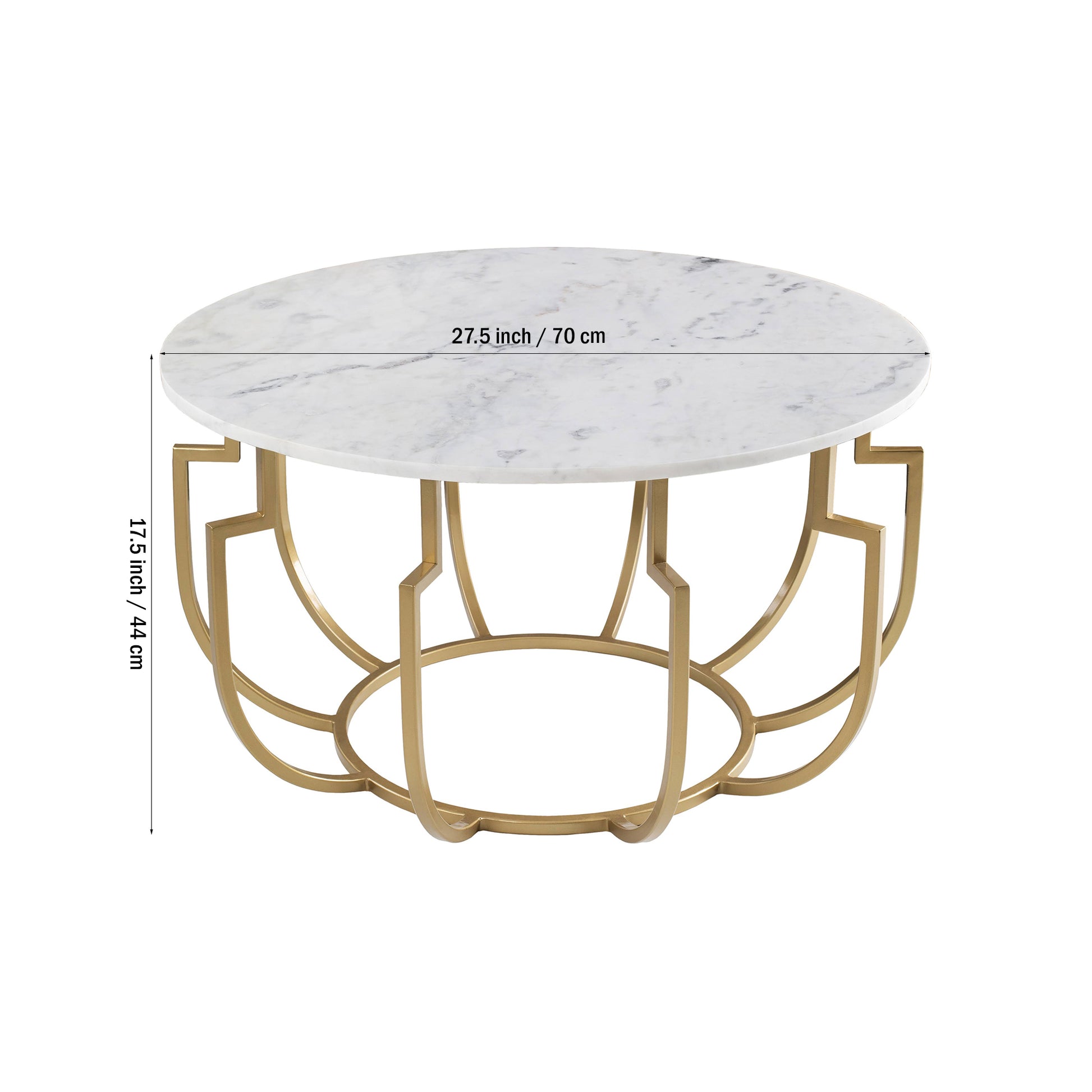 Unique Design White Marble Golden Metal Center Table