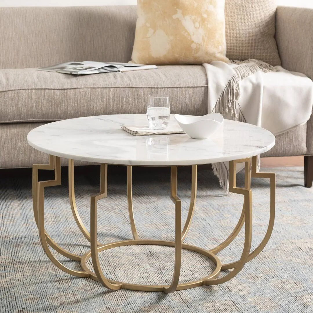 White Marble Golden Metal Center Table for Home Decor