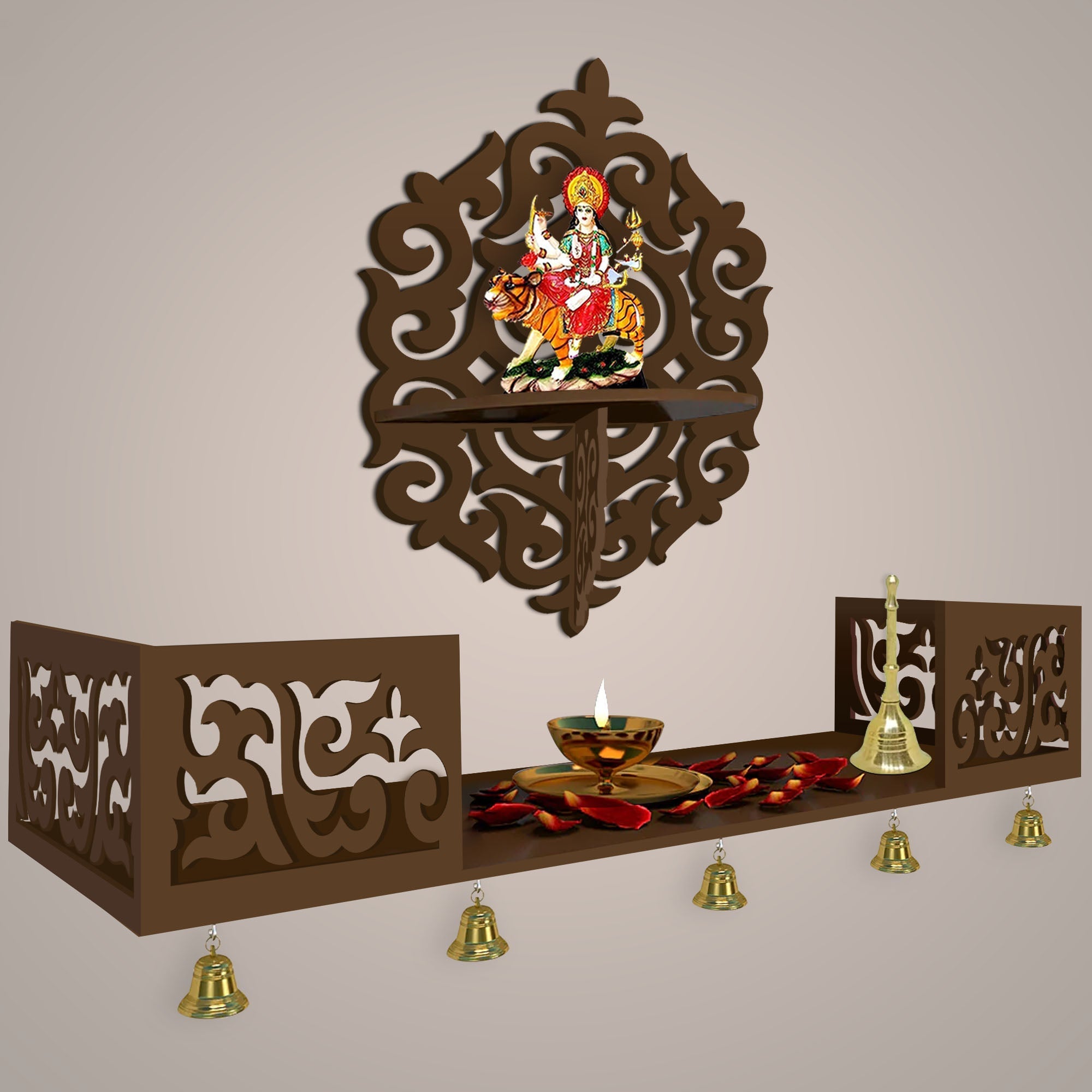 Unique Designer Beautiful Wall Hanging Wooden Temple/ Pooja Mandir Des Vibecrafts