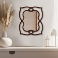 Unique Mirror Shapes Brown Wooden Wall Mirror