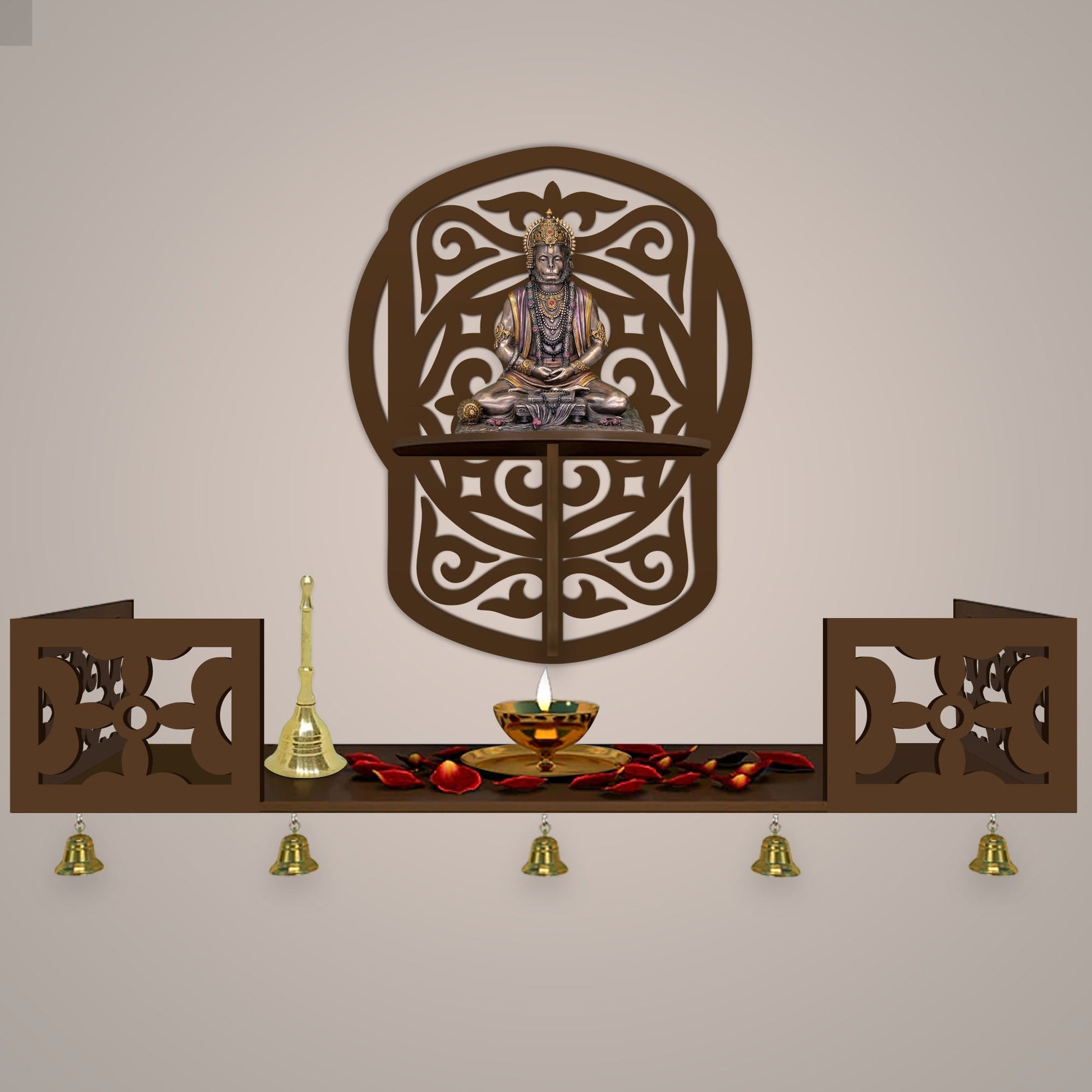 Pooja Mandir Design Brown Color