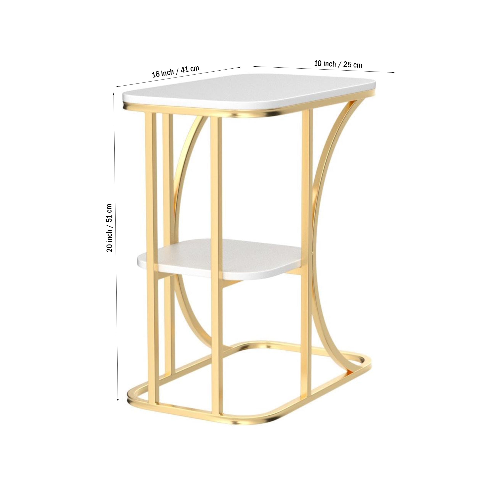 Unique Pattern Designer Side Table with Golden Finish