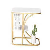 Unique Pattern Designer Side Table with Golden Finish