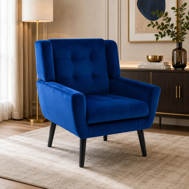 Urban Blue Luxurious Soft Velvet Armchair