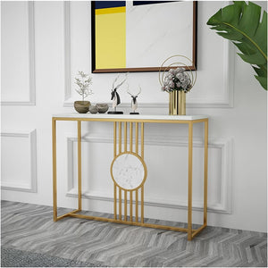 Urban Loft Rectangular White Marble Console Table