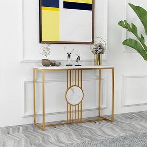 Urban Loft Rectangular White Marble Console Table