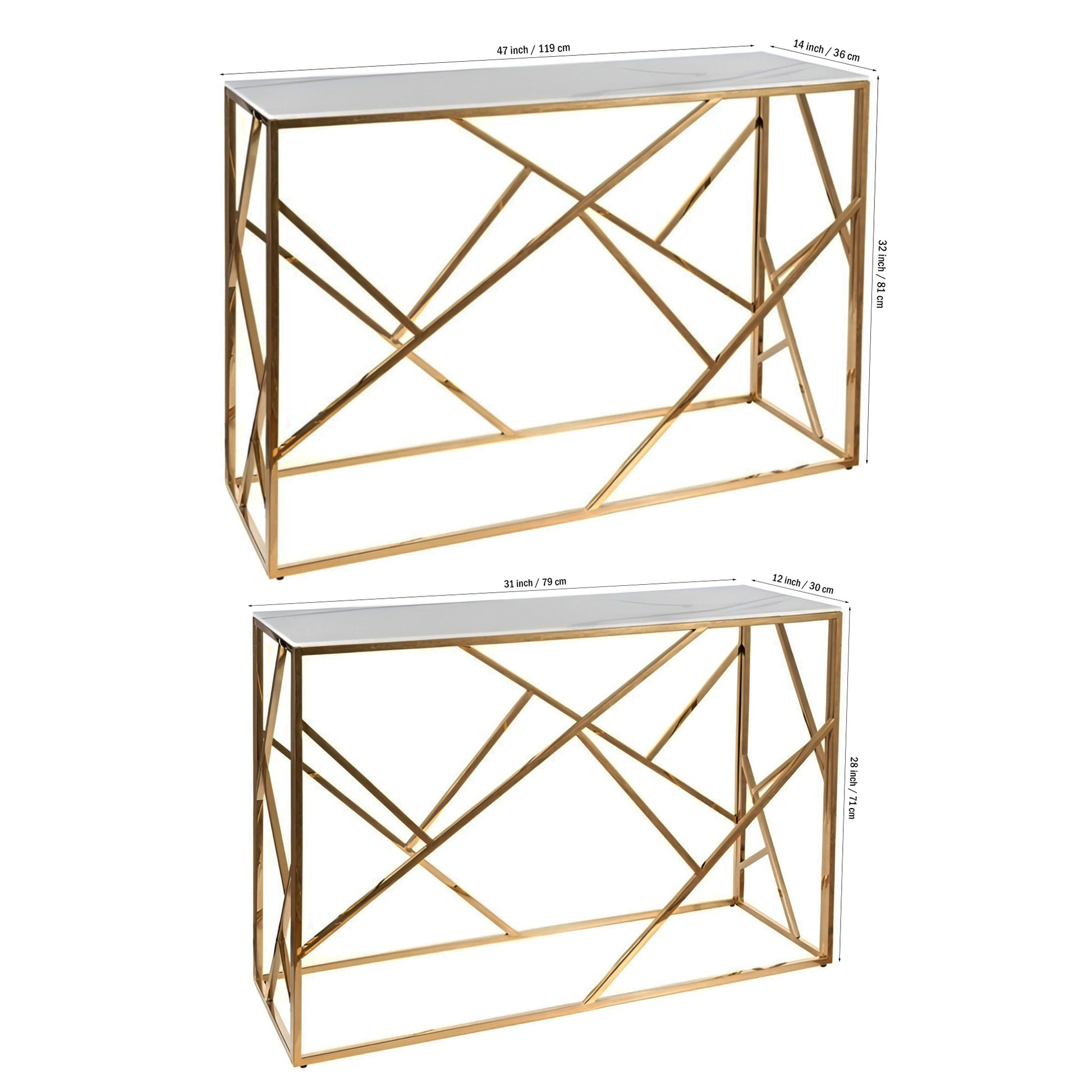 White Tempered Minimalist Stylish Console Table