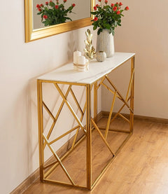 White Tempered Minimalist Stylish Console Table