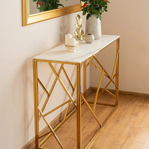 White Tempered Minimalist Stylish Console Table