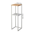 Wood Pedestal 2-Tier Square Shape White Stand End Side Table