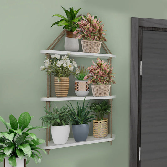 Wooden Wall Hanging Planter Shelf 