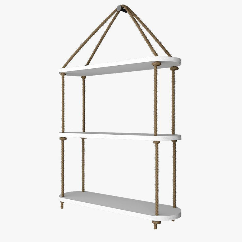 Wall Hanging Planter Shelf with Rope Three Layer (White Color)