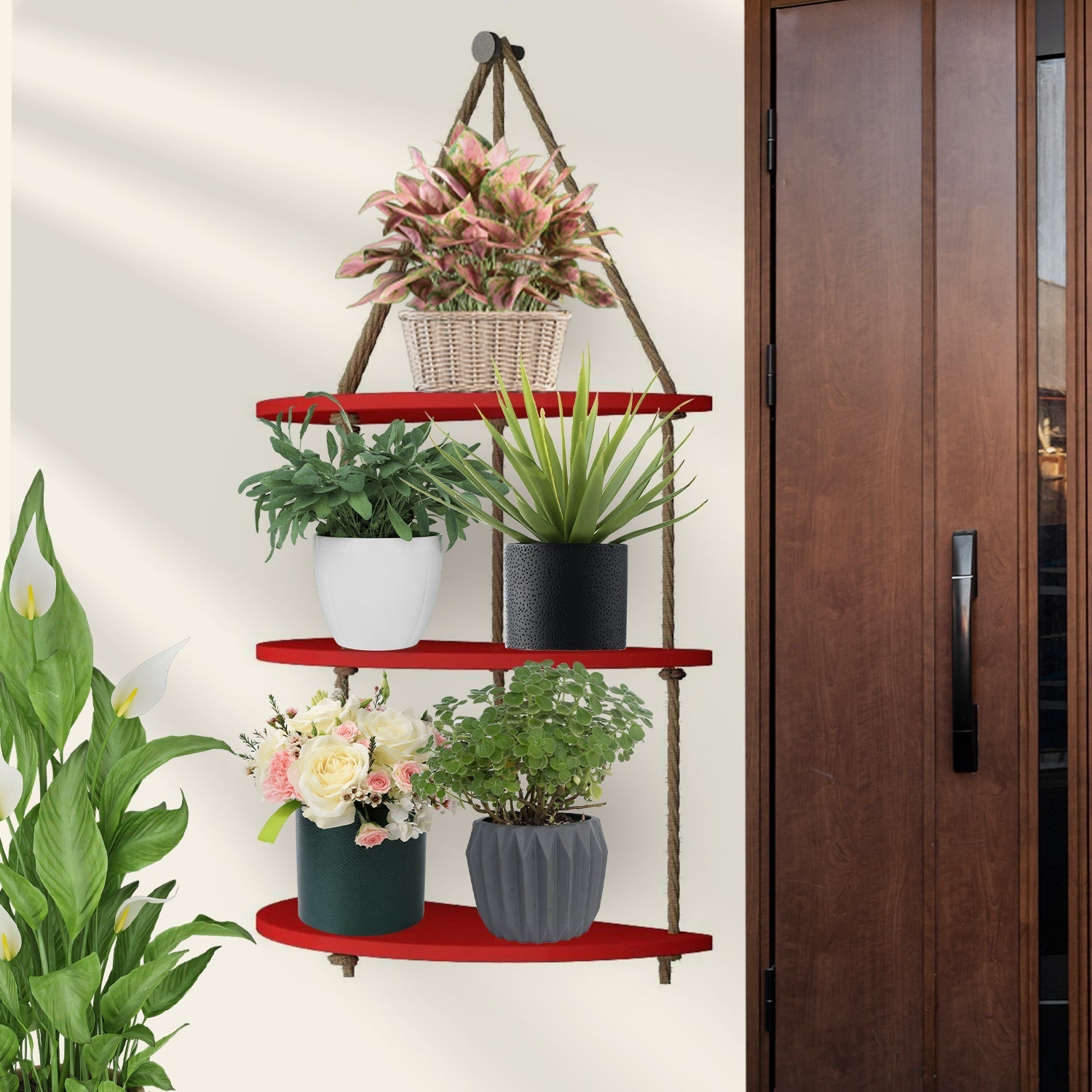 Wooden Wall Hanging Planter Shelf