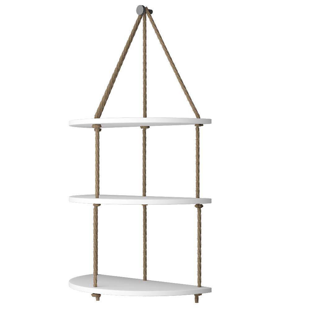  Planter Shelf with Rope Three Layers(White)