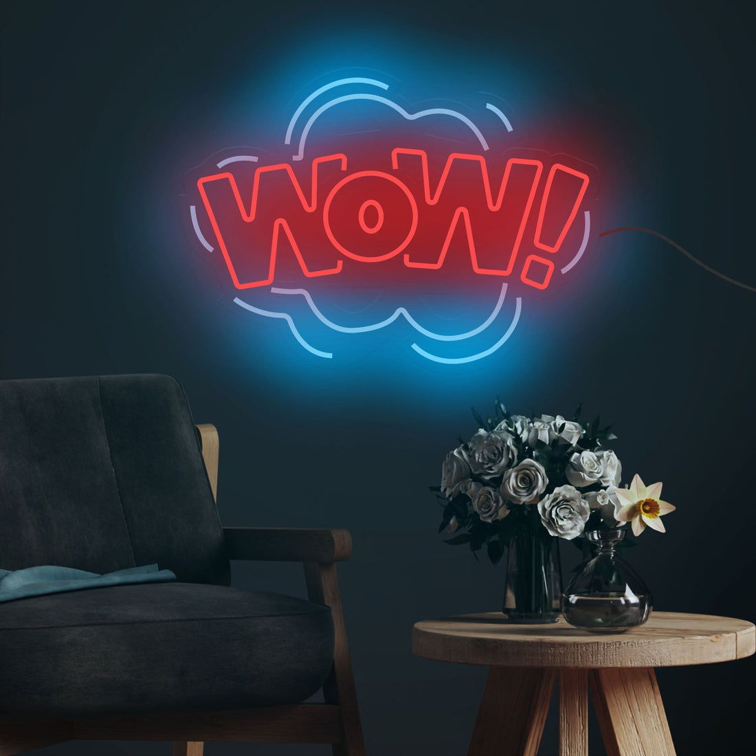 "Wow" Text Neon Sign LED Light