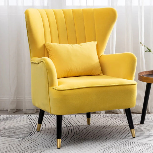 Yellow Color Tufted Accent Chair with Cushion