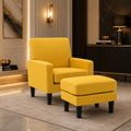 Yellow Standard Classic Velvet Chair with Footrest