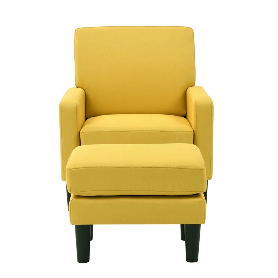 Yellow Classic Velvet Chair with Ottoman