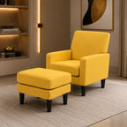 Yellow Standard Classic Velvet Chair with Footrest