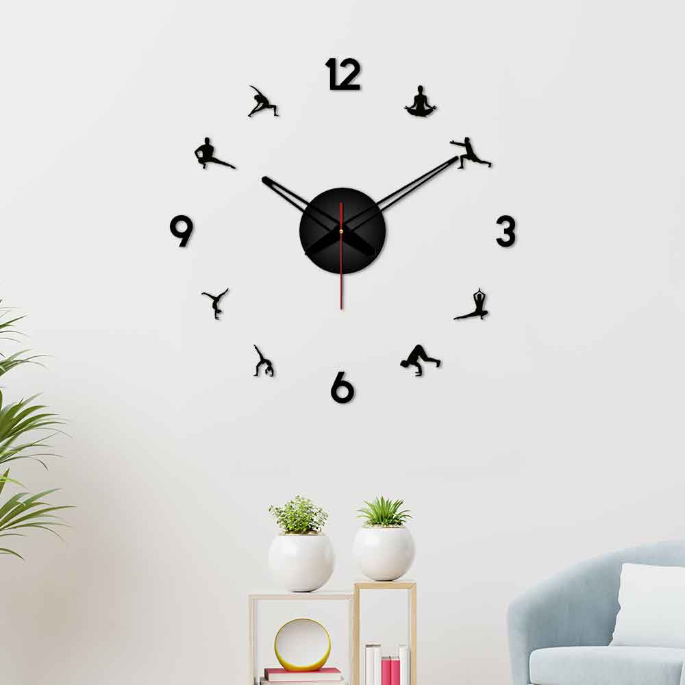 Yoga Postures Designer Big Size 3D Infinity Wall Clock