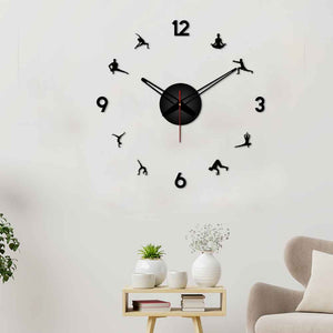 Yoga Postures Designer Big Size 3D Infinity Wall Clock