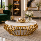 Luxury Round Marble Center Table with Gold Base
