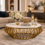 Luxury Round Marble Center Table with Gold Base