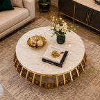 Luxury Round Marble Center Table with Gold Base