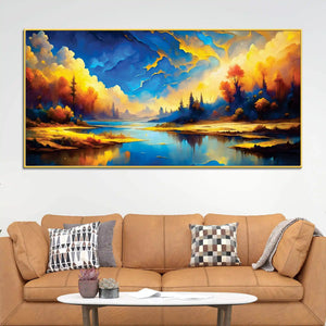 Vibrant Abstract Colorful Sky Wall Art Canvas Painting for Modern Home