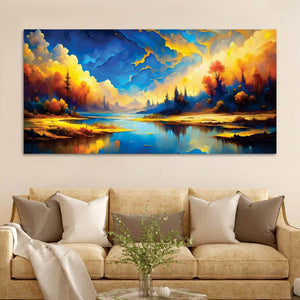 Vibrant Abstract Colorful Sky Wall Art Canvas Painting for Modern Home