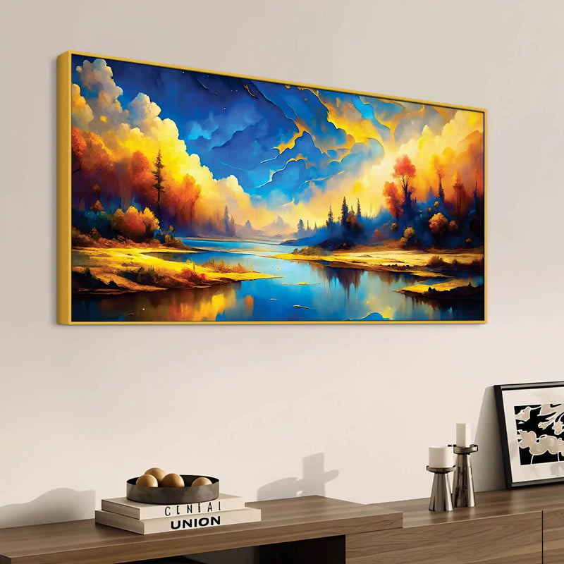 Vibrant Abstract Colorful Sky Wall Art Canvas Painting for Modern Home