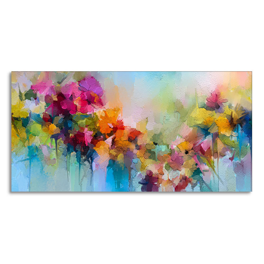 Vibrant Abstract Floral Painted Brush Stroke Canvas Wall Painting